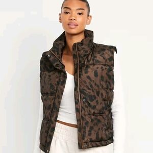 Leopard Print Puffer Vest Old Navy